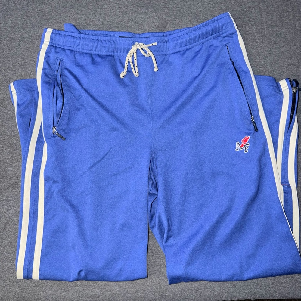 Abercrombie & Fitch Blue Joggers with White Stripes